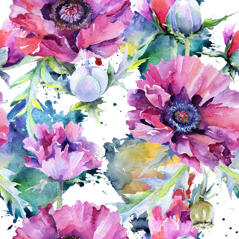 Peel & Stick Floral Wall Mural, 100" W x 8.33" L