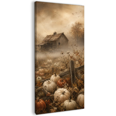  Halloween, art mural hanté, toile de citrouille d'automne 20 x 40 po