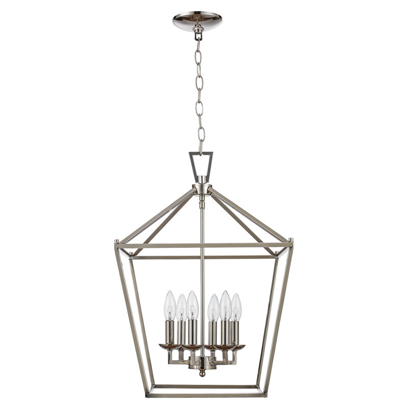 Lustre géométrique 8 lumières Hertford , H 29,5 po x l 19 po x P 19 po, Chrome poli