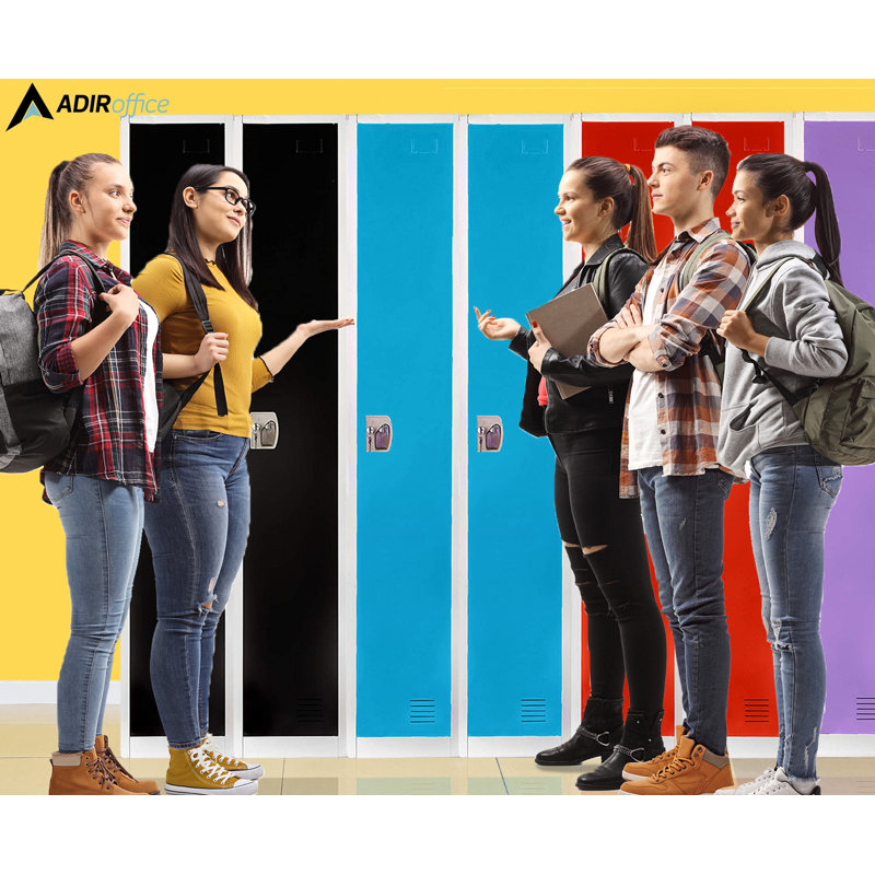 72'' Blue Steel Freestanding Locker with Adjustable Shelving (Set of 4)