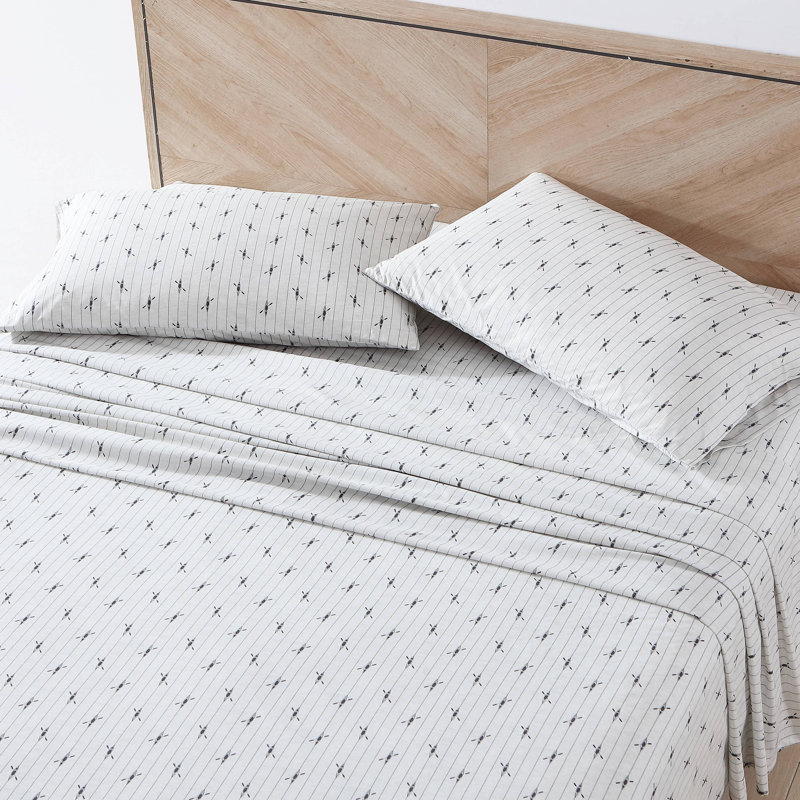 Eddie Bauer Printed Percale Cotton Sheet Set, Full Sheet Set with 2 Pillowcases, Downstream