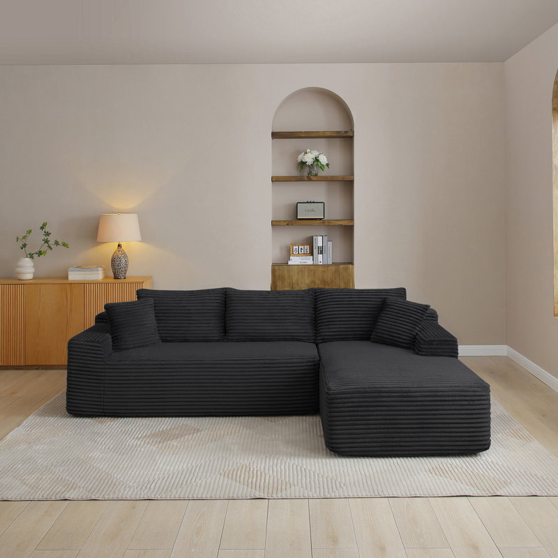 Canapé modulaire de 105 pouces avec siège profond, confort semblable à un nuage, conception configurable en forme de L, aucun assemblage requis, rembourré pour le salon ou la chambre à coucher.