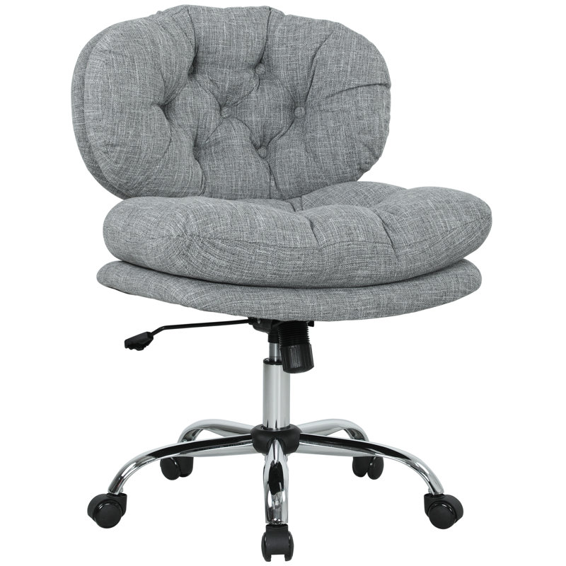Chaise de bureau sans accoudoirs avec siège rembourré épais et large, fonction d'inclinaison, Gris