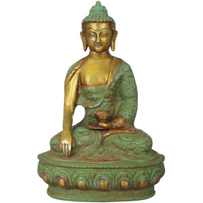 Figurine Bouddha portant un dragon sculpté