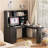 L Shaped Desk With Charger,Computer Desk With Drawers,Bookshelf, With Led Light,Modern Corner Desk,Home Office Desk,L-Shaped Study Table Writing Desk,Corner Gaming Computer Desk With Storage