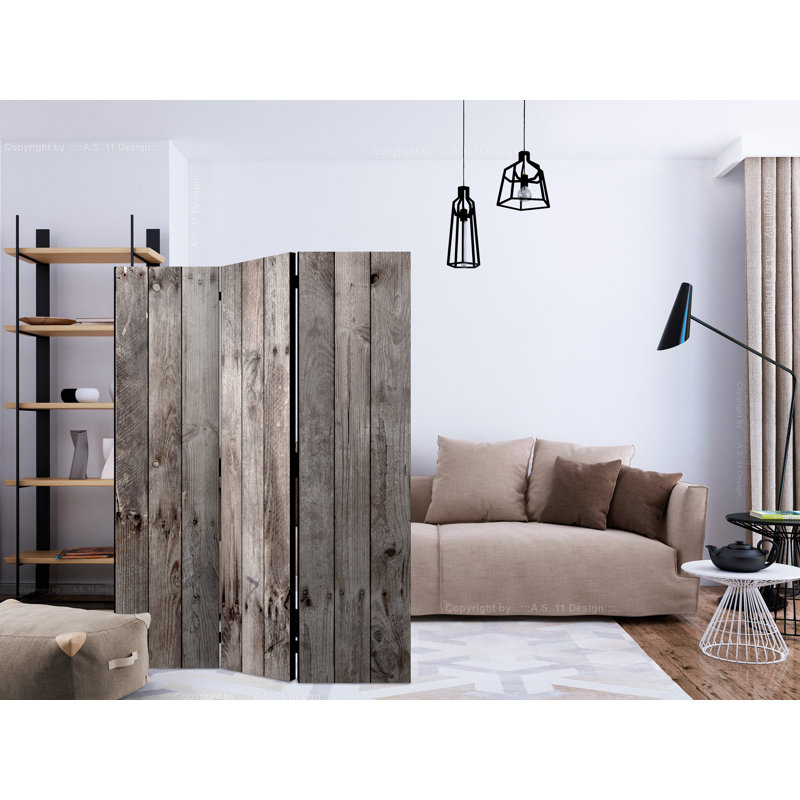 Hacer 135cm W x 172cm H 3 - Panel Solid Wood Folding Room Divider