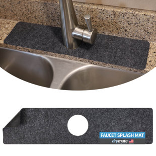 Kitchen Sink Storage Tray,Silicone Sink Faucet Mat Self-Draining,Multi  Functional Sink Holder Tray for Soap Sponge Scrubber,14 x 5.8 inch