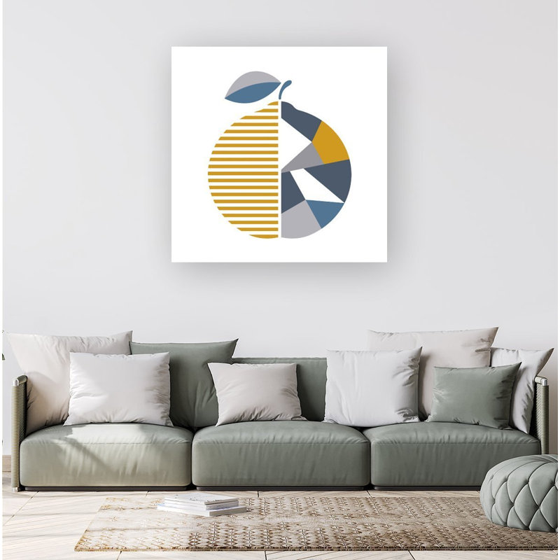 Geometric Orange 1 Piece Wrapped Canvas Wall Art, 16cm H x 16cm W x 3.8cm D
