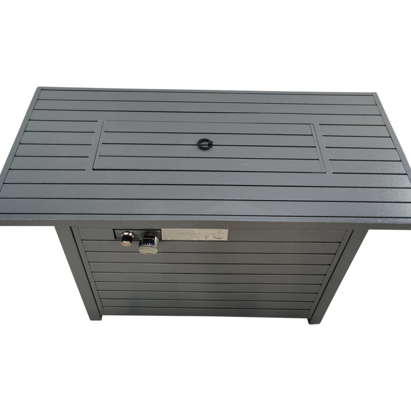 42'' L Steel Propane Outdoor Fire Pit Table with Lid