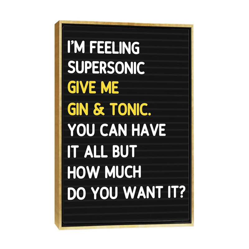 Super Sonic-style Letterboard-impression d’art textuel, Pas de tapis, H 40 po x l 26 po x P 1,5 po, Toile encadrée d'or