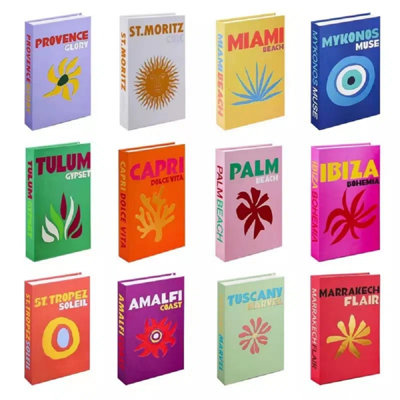 Malikiya 12-Piece Decorative Faux Book Set - Vibrant Color Stack for Home Staging, Shelves, Wedding & Photo Props