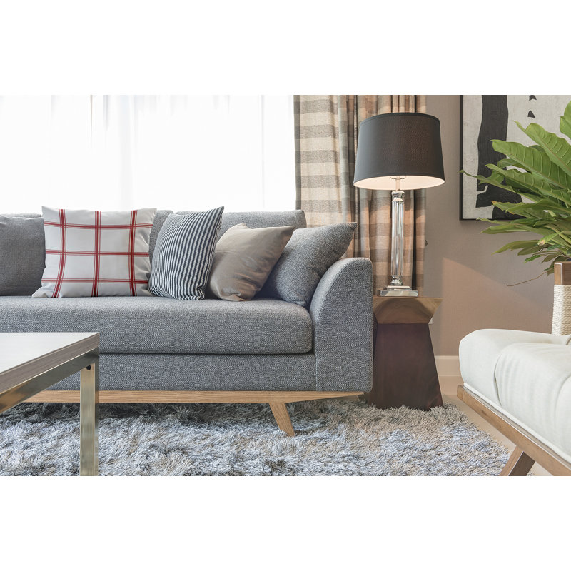 Subline Plaid Reversible Throw Pillow, 16" H x 16" W, Coral