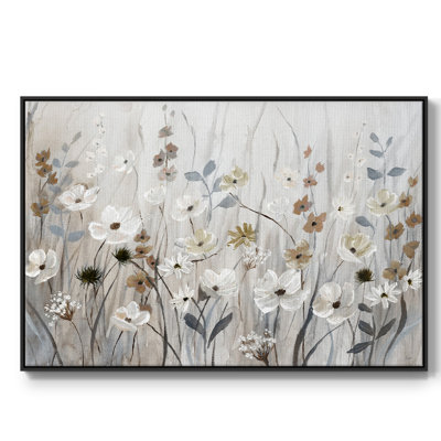«Misty Meadow Field», peinture sur toile encadrée