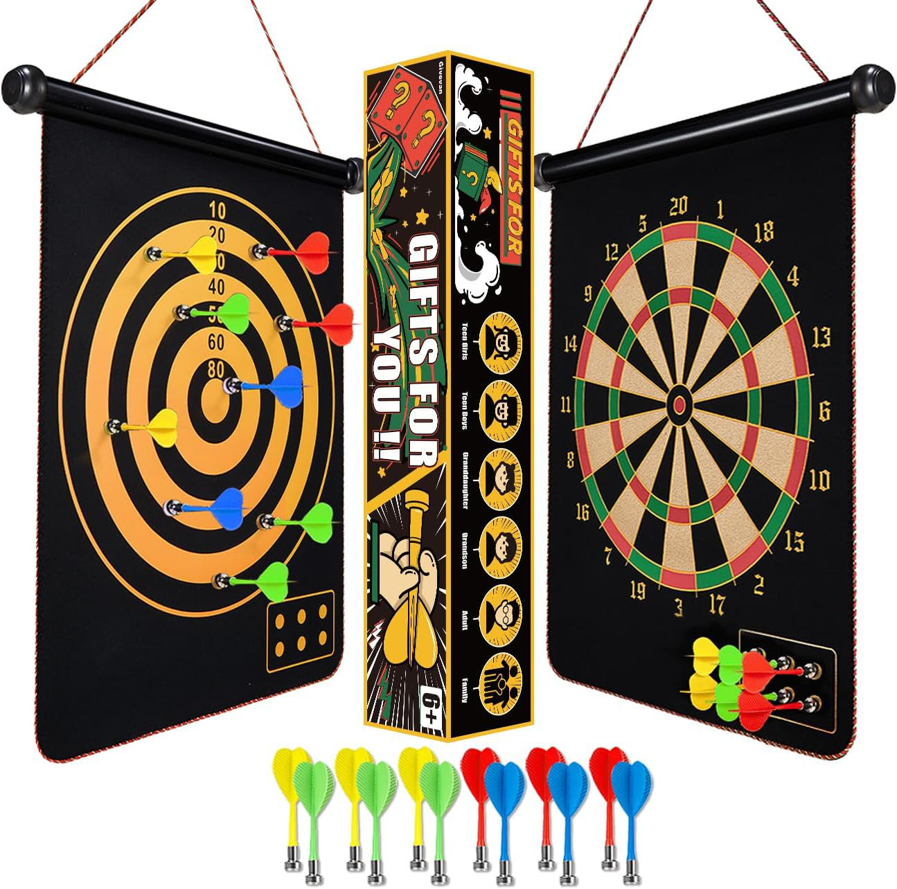 AKNGOO Magnetic Dart Board Outdoor Games for Kids 8-12, Teen Boys Gift