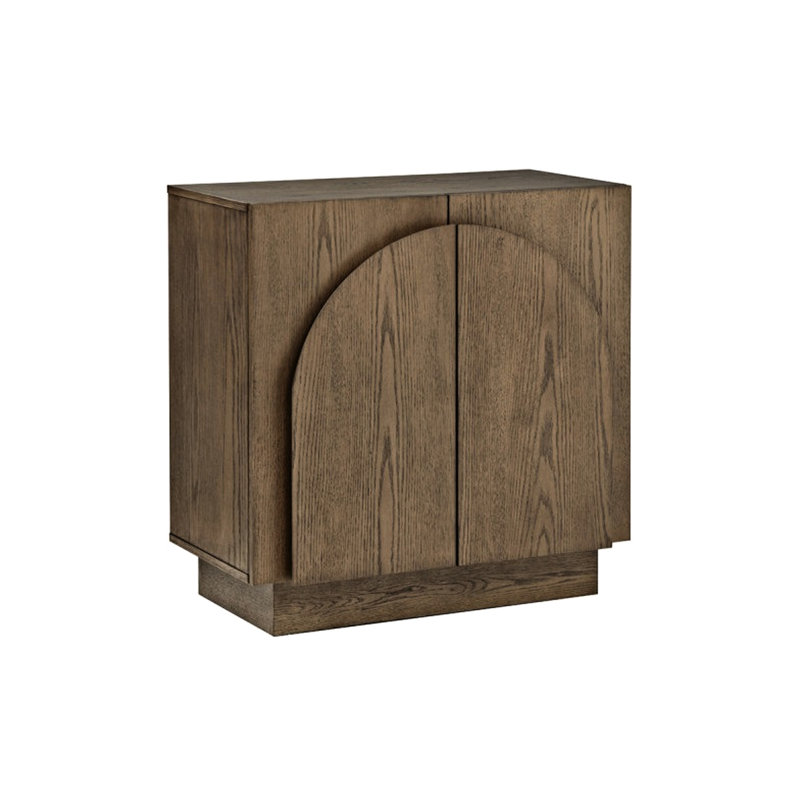 Brown Mid-century Modern Sideboard For Kitchen Or Living Room, Wood Storage Cabinet With Arched Doors, Clean Oak Finish, Quick Assembly, 30.5"w X 16.5"d 31"h Modern, , Brown, Storage, Corners,