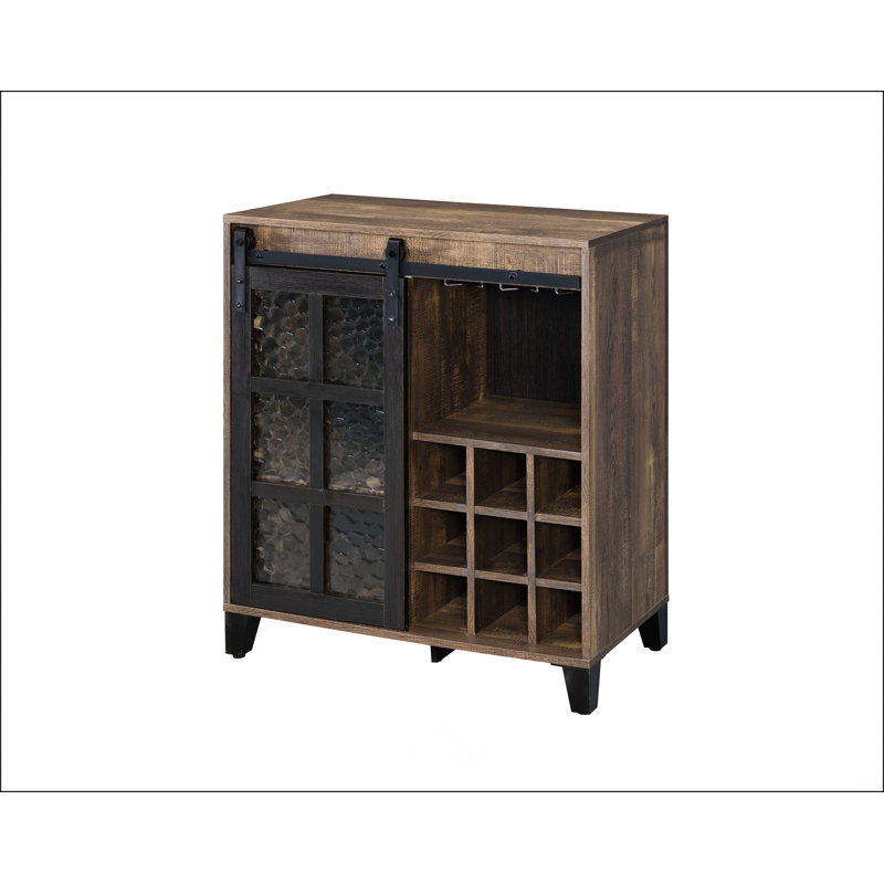 Armoire à vin en chêne rustique et finition noire
