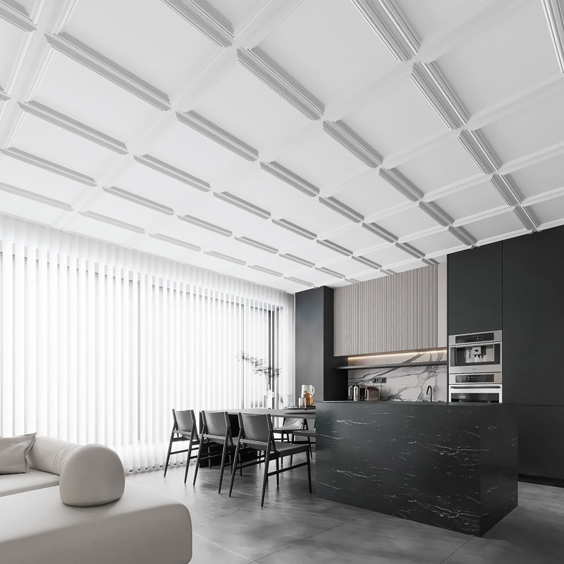 Ensemble de 12 carreaux de plafond 24 po x 24 po Art3d, panneaux en PVC 3D pour la maison, le bureau et l'espace commercial, ensemble de 12
