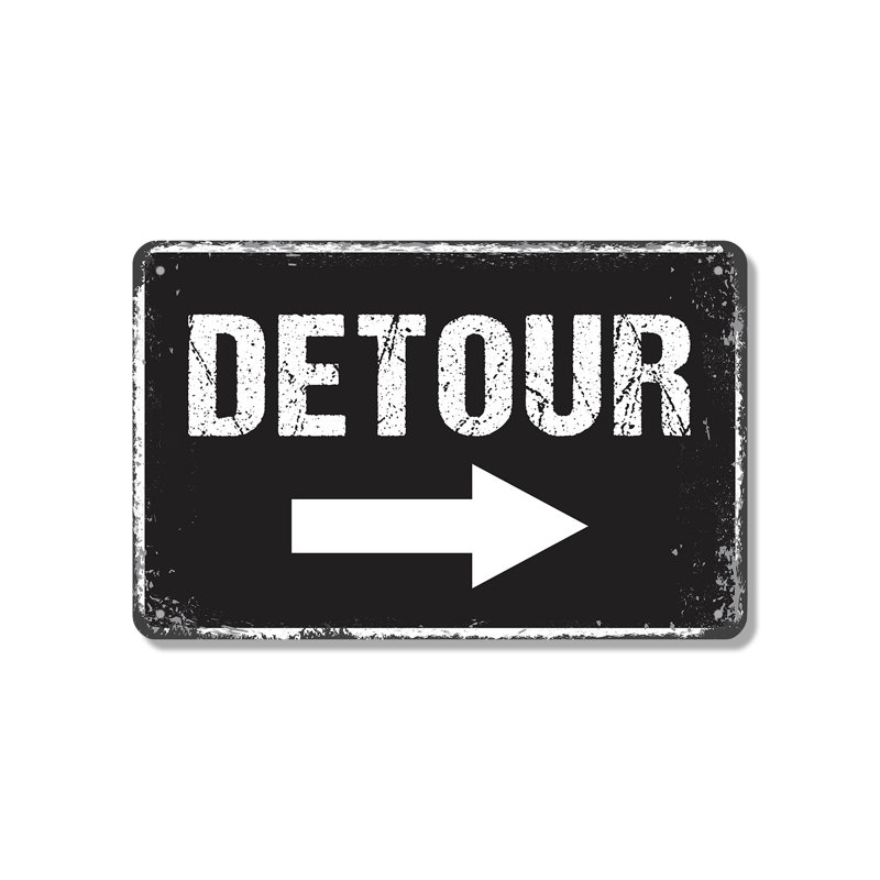 Detour Highway Road (paquet de 2) enseigne en aluminium 7 po x 10 po