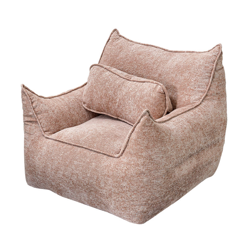 Bean Bag Chair with Pillow, Lazy Chair Filled Memory Sponge Light Brown