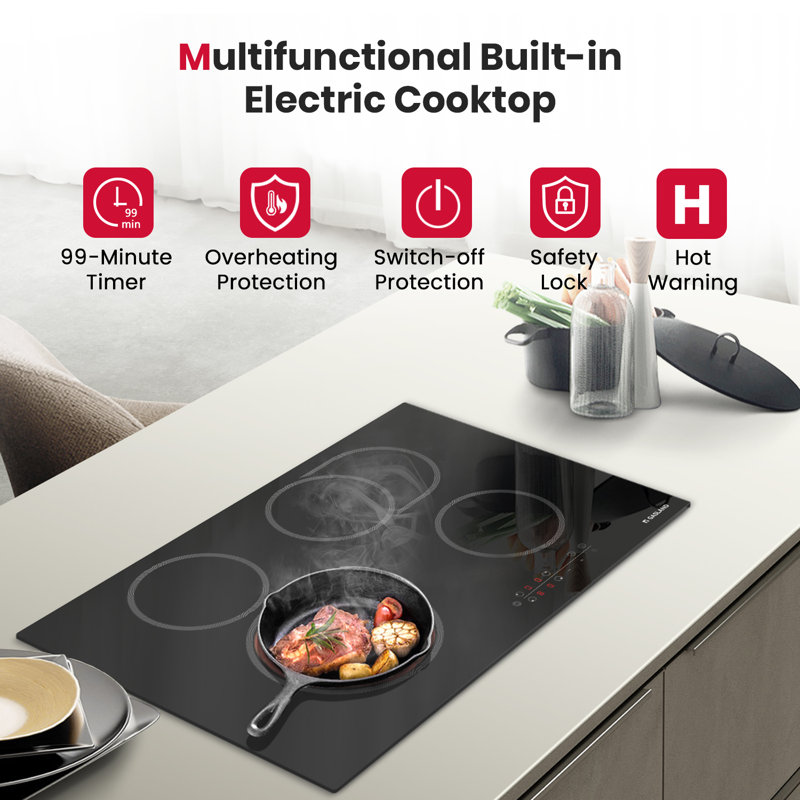 30 in. Built-in Radiant Electric Cooktop Ceramic Glass in Black with 4 Elements