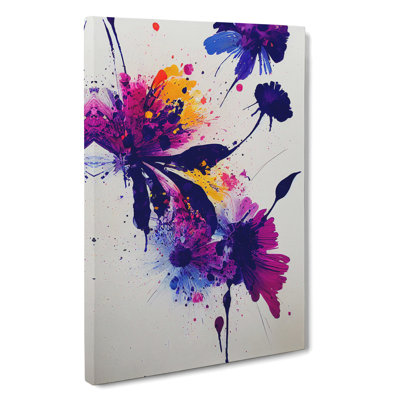 Paint Splat Flower No.2 Abstract - Wrapped Canvas Print