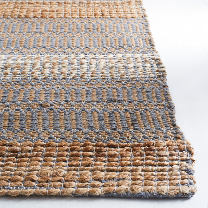 Gray and Beige Geometric Cotton Flatweave Area Rug, 6' x 9'
