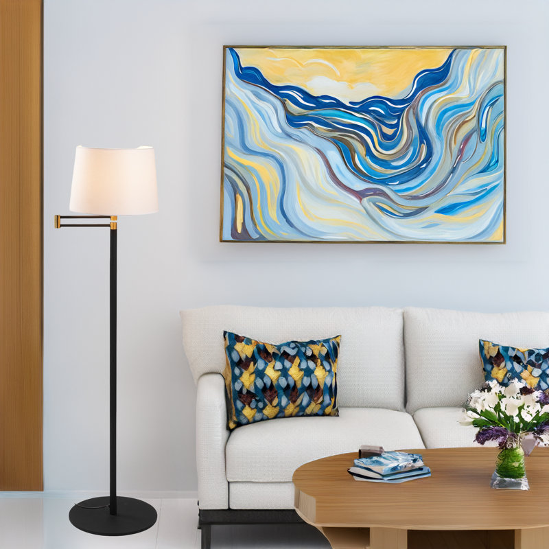 Saemi 47.24'' Black Swing Arm Floor Lamp