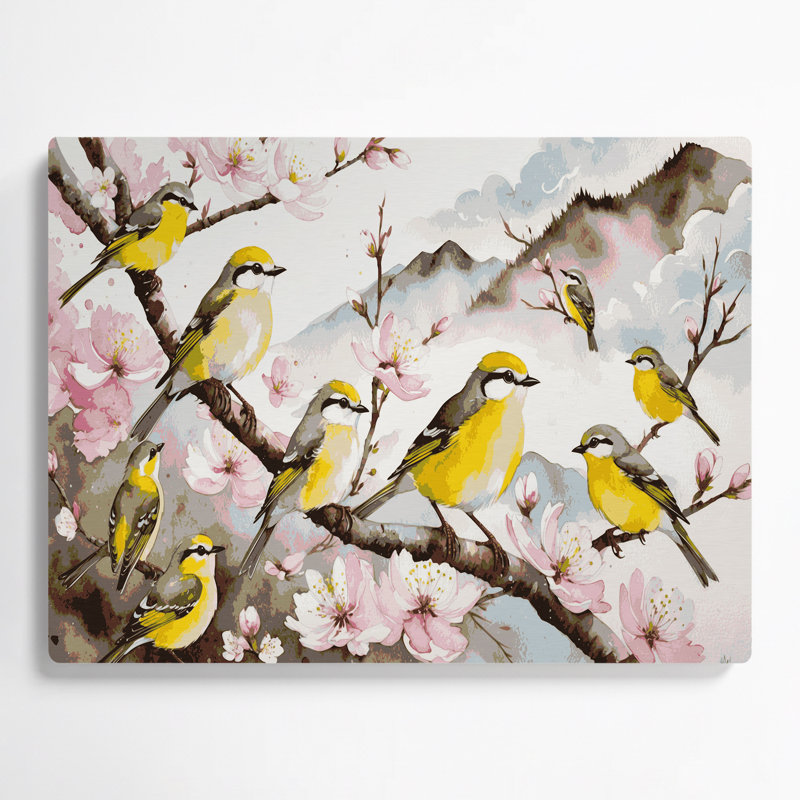 Oiseaux japonais, H 288 po x l 432 po x P 0,05 po