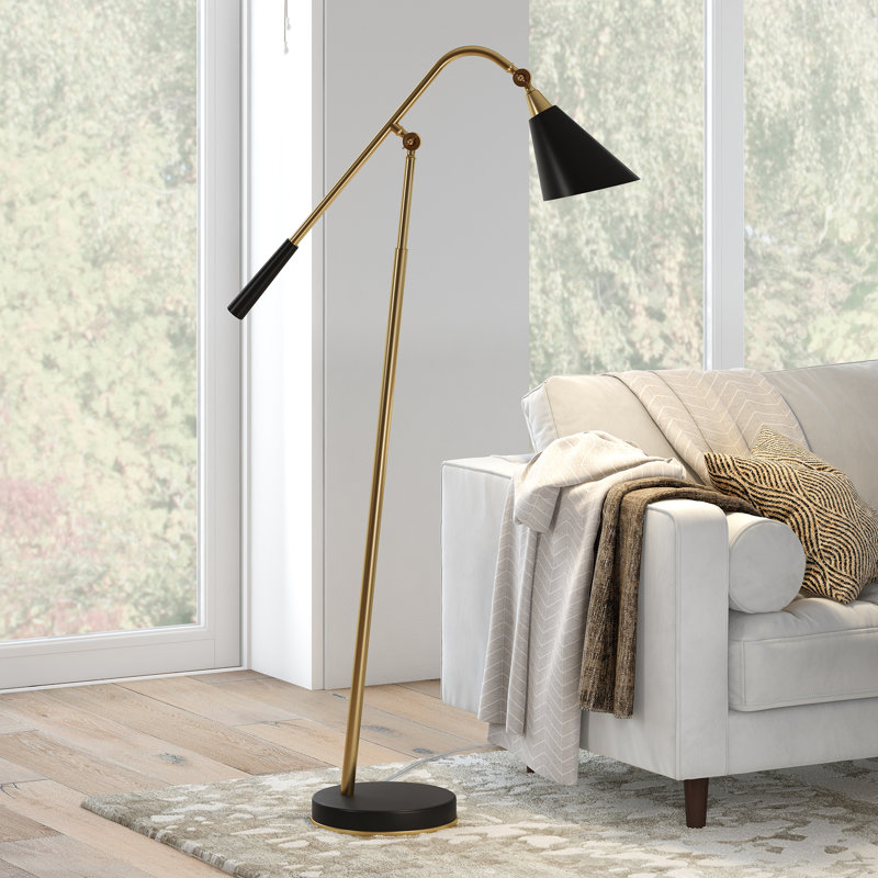 58.75'' Brass Swing Arm Floor Lamp