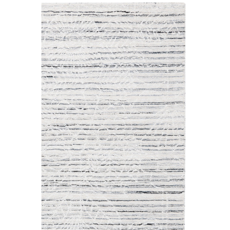 Nikhel Ebony Hand Tufted Performance Floral Rug, Rectangle 3' x 5'