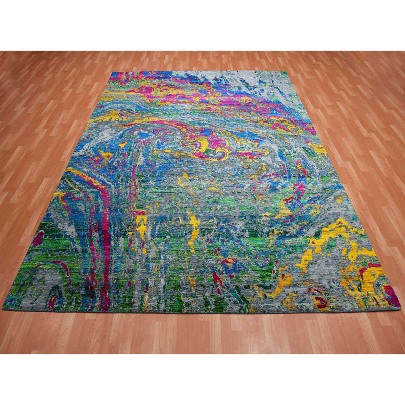 Tapis unique en laine noué à la main 9 pi x 11 pi 9 po New Age Viscardi