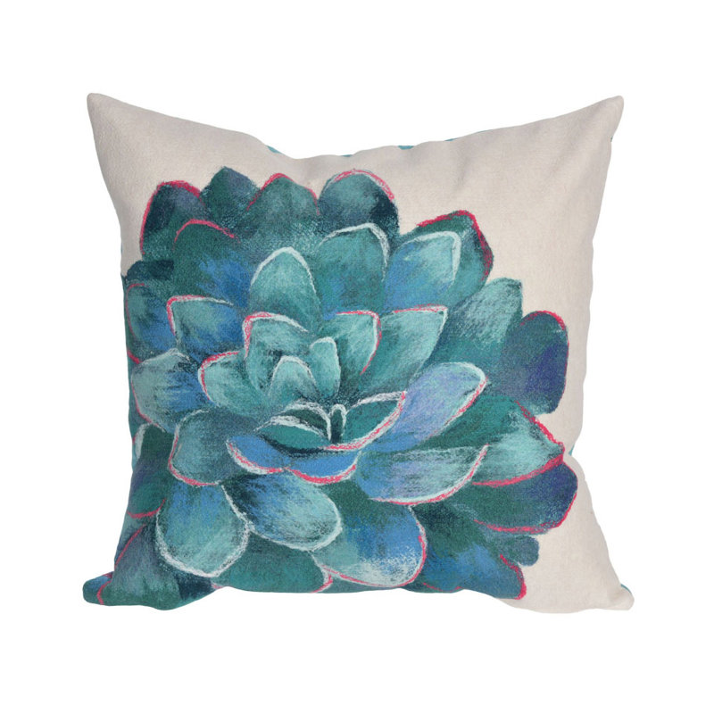 Housse et insert de coussin décoratif intérieur / extérieur Masie Succulent, Ivoire