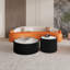 Table basse moderne en cuir fritté avec dessus en pierre