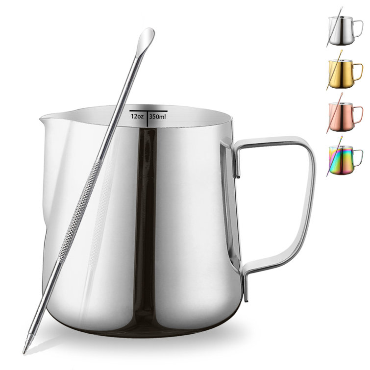 Ozeri Deluxe Milk Frother and 12 oz Frothing Pitcher in Stainless Steel,  with Extra Whisk Attachment 