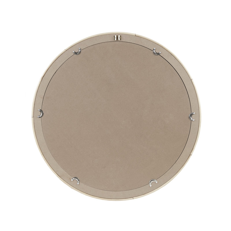 Natural Rattan Round Wall Mirror with Gold Finish