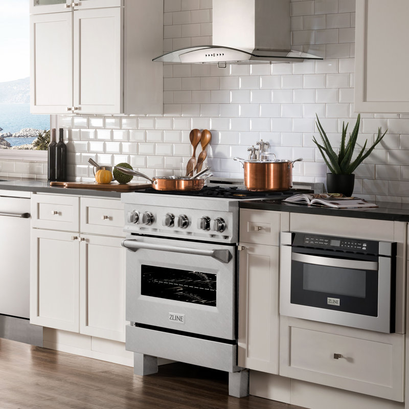 ZLINE 30" Legacy Dual Fuel Range, Brass Burners Satin Stainless Steel