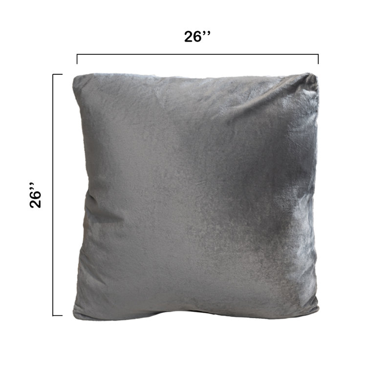 Gray Velour 26" Square Decorative Throw Pillow Set