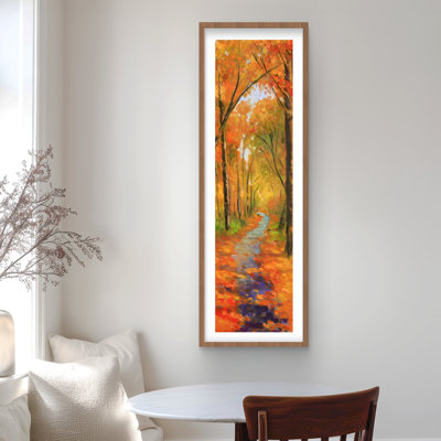 «Autumn Trail in the Forest - Trees Seasons», reproduction encadrée