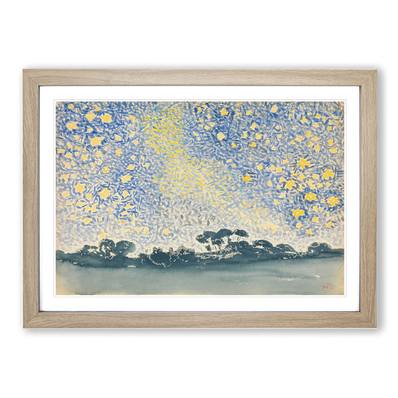 Landscape with Stars Vol.1 by Henri-Edmond Cross - Picture Frame Painting, 48cm H x 65cm W x 2cm D, Oak Framed