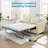 Full Size Velvet Pull-Out Sofa Bed with Folding Mattress-1632502902