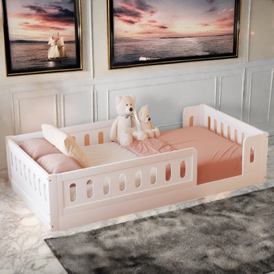 Wooden Platform Bed With Semi-enclosed Fence