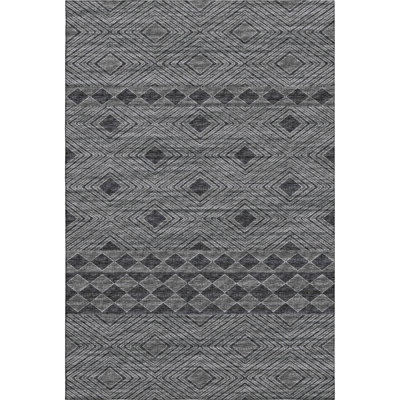 9' X 12' Gray And Black Geometric Washable Area Rug With UV Protection