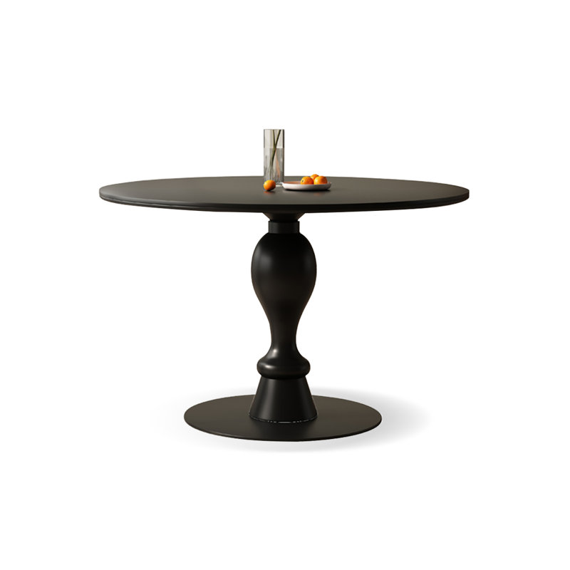 Black Round Sintered Stone Dining table, Black, 29.53"H x 43.31"L x 43.31"W, Black