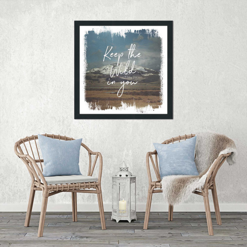 «Wild Wishes I», art textuel, H 21,5 po x l 21,5 po x P 0,75 po, Cadre espresso