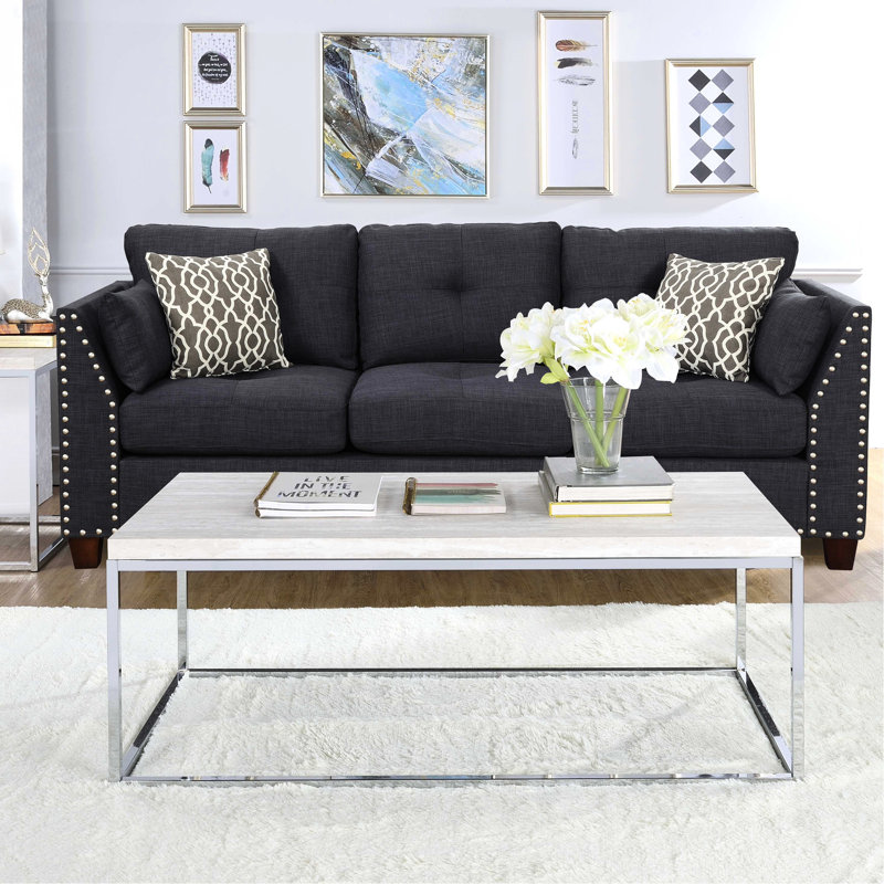 Table basse en chêne et en chêne avec motif rectangulaire