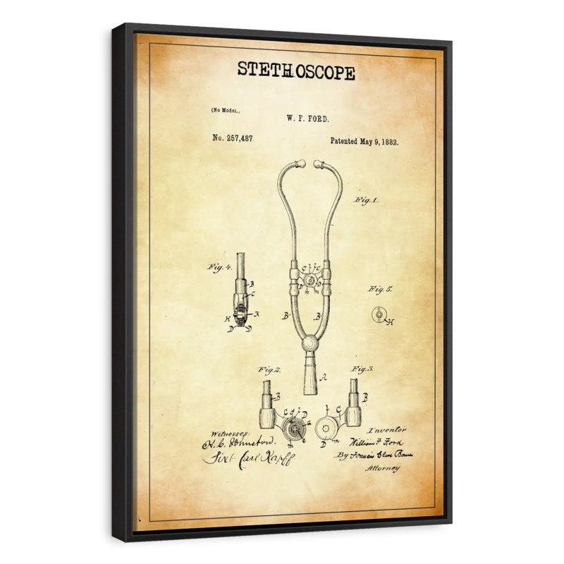 Stéthoscope breveté, Cadre flottant noir, 29 po x 43 po