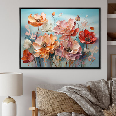 «Blue and Beige Poppies», impression sur toile