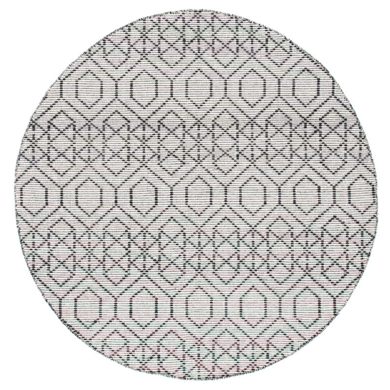 Montauk Hand Loomed Cotton Geometric Rug, Round 6'