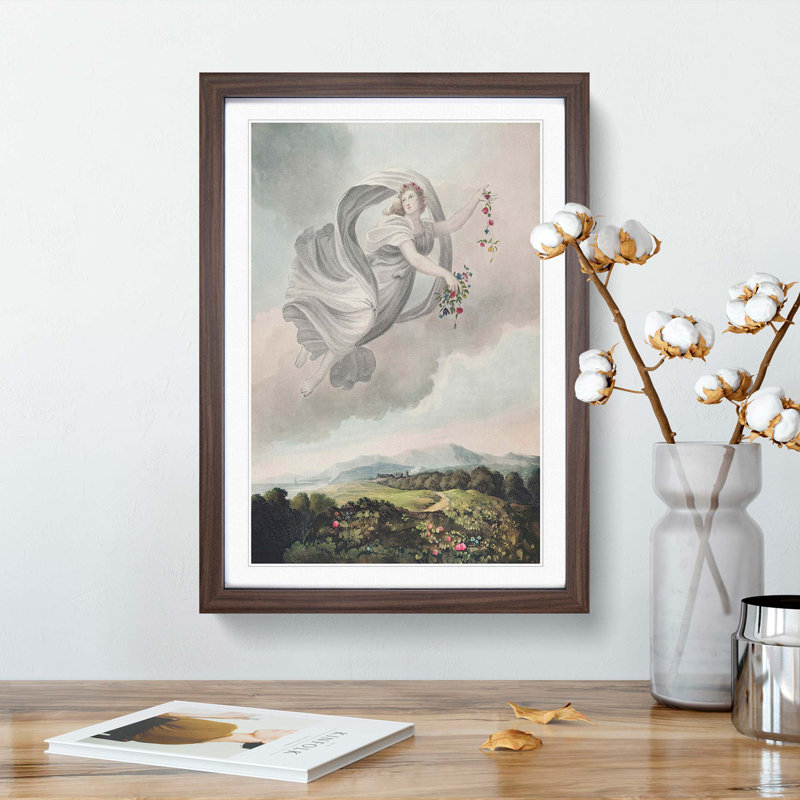 Flora Dispensing Her Favours by R.J. Thornton - Picture Frame Painting Print, 48cm H x 36cm W x 2cm D, Walnut Framed