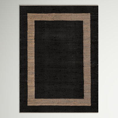 Tapis noir / beige tissé à plat à la main Balduin